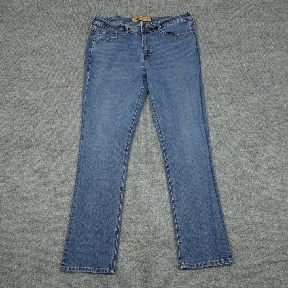 Seven7 Jeans Mens 36x32 Blue Slim Straight Fit Premium Denim Stretch Casual